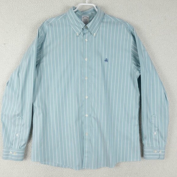 Brooks Brothers Shirt Mens Large Blue Striped Oxford Cloth Button Down OCBD - Picture 1 of 9